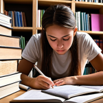 **

A focused architecture student studying hard for the architect license exam. The student is surrounded by books, notes, and practice exams, showcasing the dedication and discipline required. The atmosphere is studious and determined.

**