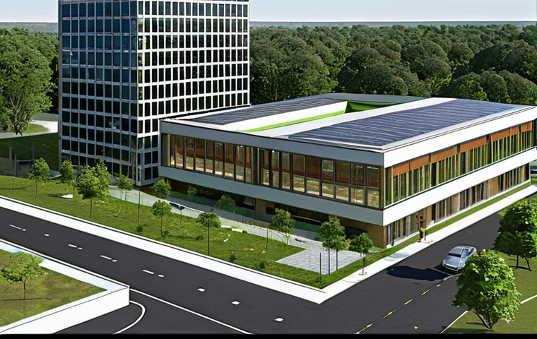 **

A modern architectural design that incorporates ample green space, adhering to local zoning regulations. The design should creatively address height and space restrictions while maintaining aesthetic appeal. BIM (Building Information Modeling) is visible in the background, symbolizing the collaboration between architects and urban planners.

**