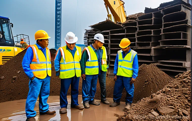 건축기술사와 현장 경험 - Image Prompt 1: Overcoming Unexpected Site Challenges**