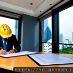 건축기술사 시험 채점 기준 - Photorealistic Thai professional engineering examination assessment scene, a senior structural engin...